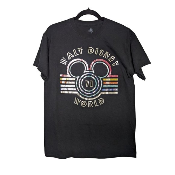Disney Walt Disney Neon Rainbow‎ Retro short sleeve black size M - Picture 1 of 5